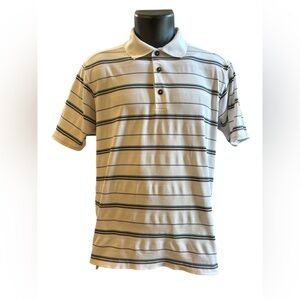 Adidas Climacool Golf Shirt Men’s Small White w‎ Horiz. Stripes, Textured collar
